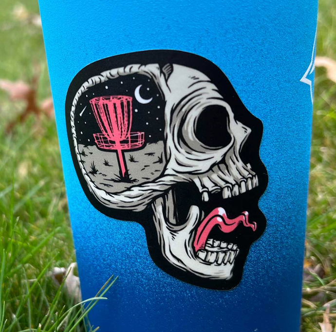 Screaming Skull Disc Golf Sticker